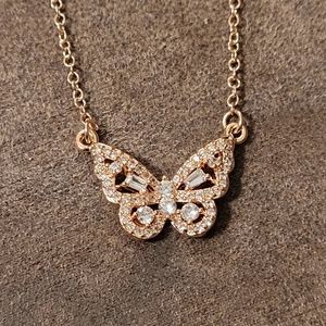 Rose gold butterfly necklace
